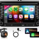 4G 64G Car Stereo for VW Passat Jetta Golf Touran Seat Golf Radio, Type-C/USB Wireless Carplay Android Auto 7" IPS Touch Screen 36EQ DSP Bluetooth 5.0 Android 15 GPS WiFi FM/RDS AHD Camera