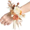 Ling's Moment 6pcs Wedding Wrist Corsage Artificial Flowers, Girl/Mother Homecoming Prom Corsages Wristlet Dcor, etc. Boho Dried Rustic