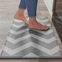 YDKGL Kitchen Mats for Floor, Super Absorbent Kitchen Rugs Non Slip Washable, Linen-Look Woven Cushioned Runner Rug, Kitchen Sink Mat Standing Mat, Easy Care, Gray, 17"x30"