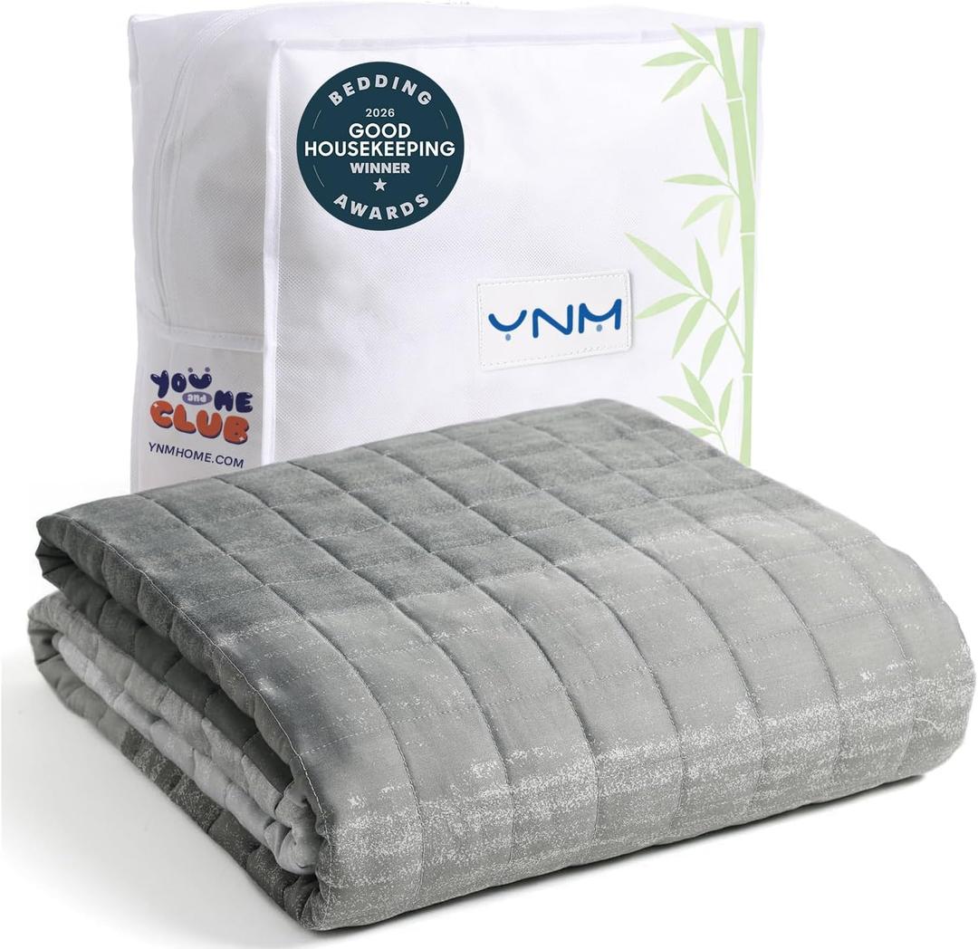 YnM Cooling Weighted Blanket — Oeko-Tex Certified Material (Gradient Dark Grey, 60"x80" 20lbs), Suit for One Person(~190lb) Use on Queen/King Bed