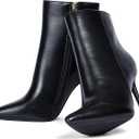 Elisabet Tang Women Heeled Ankle Booties,Sexy Pointed Toe 4 inch Stiletto High Heel Fashion Ankle & Booties with Side Zipper High Heel Boots Dress Evening Party Boots Shoes
 7