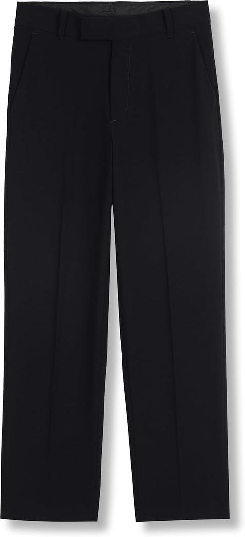 Calvin Klein Boys Flat-Front Bi-Stretch Dress Pant, Straight Leg Fit, Belt Loops & Front Pockets, 16 Husky
