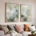 Framed Sage Green Abstract 2 Piece Wall Art for living room, 24x36 Inch, 24" W x 36" H x 2Pcs