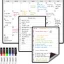 JJPRO Magnetic Monthly Calendar Whiteboard Set for Fridge-Monthly Planning Board and Two Bonus Dry Erase Grocery Board&Weekly Menu Board-Meal Planner Whiteboard/To-Do List-6 Markers