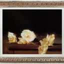 VIOLABBEY Gold Framed Floral Wall Art, Vintage Rose Still Life Canvas Print, Moody Antique Flower Wall Decor for Living Room Bedroom Bathroom Office, 11x14 inch
