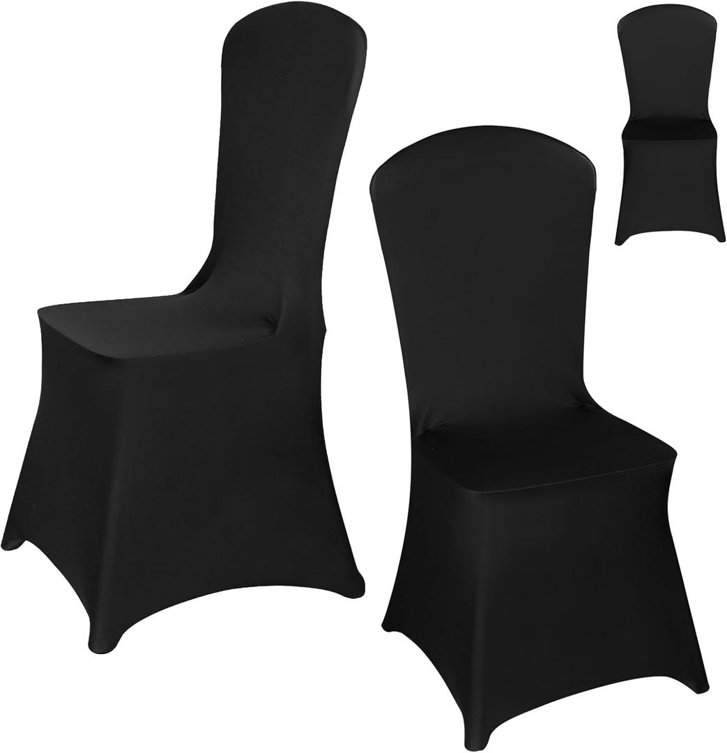 50 PCS Stretch Spandex Chair Covers for Party, Washable Reusable Dining Chair Cover, Universal Fitted Removable Chair Cover for Wedding, Holidays, Banquet, Hotel, Celebration. (Black, 50pcs)