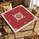 Mahjong Tablecloth, Traditional Chinese Style 80x80cm (31.5x31.5in) Scratch-Resistant Table Cover with Edge-Locking Craftsmanship & Longevity Pattern for Mahjong Gaming & Home DecorRED