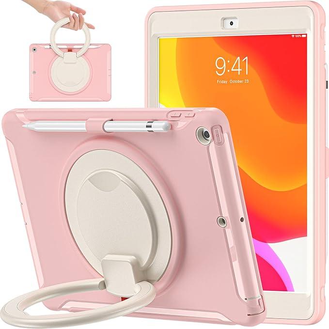 BATYUE iPad 9th/8th/7th Generation Case (iPad 10.2 Case 2021/2020/2019) with Screen Protector, Heavy Duty Case with Rotating Kickstand, Pencil Holder, Auto Wake/Sleep, Shockproof Cover for iPad 9th/8th/7th Generation (iPad 10.2 Case 2021/2020/2019)