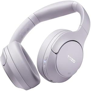 TOZO HT2 Hybrid Active Noise Cancelling Headphones, Wireless Over Ear Bluetooth Headset, 60H Playtime, Hi-Res Audio Custom EQ via App Deep Bass Comfort Fit Ear Cups, for Home Office Travel Purple