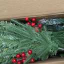 3 FT Mini Tabletop Christmas Tree, Artificial Christmas Tree with 80 LED Light Beads and 170 PE+PVC Branch Tips Battery Powered, Pine Cones and Red Berries Included for DIY Xmas Decorations