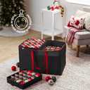 Premium Large Carrying Christmas Ornament storage Box with Clear Lid, 3" Compartment, Contains 10 Trays, Keeps 200 Holiday Ornaments & Xmas Accessories, Made Of Tear Proof Made Of 600D Oxford Fabric (Black)