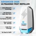 Ultrasonic Pest Repeller Control Plug in 2 Pack- Electronic Insect Defender - Roach Bed Bug Mouse Mosquito - Indoor Reject - for Cockroach Ants Mice Fly Rat Bedbug
