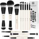 HEYMKGO Makeup Brushes Set, 12Pcs Professional Dual-ended Foundation Contour Powder Eyeshadow Brushes for Liquid, Cream, Powder for Blending Face Brush Tools - Bag Included, Great for Travel, Black