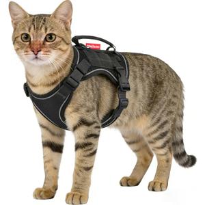 Meifsou Dog Harness and Leash Set, No Pull Pet Harness with Control Handle, Adjustable Tactical Harness for Dogs Cats, Reflective Puppy Harness for Walking Hiking Training (L(Neck: 18.1"-22.0", Chest: 14.2"-18.1"), Black)
