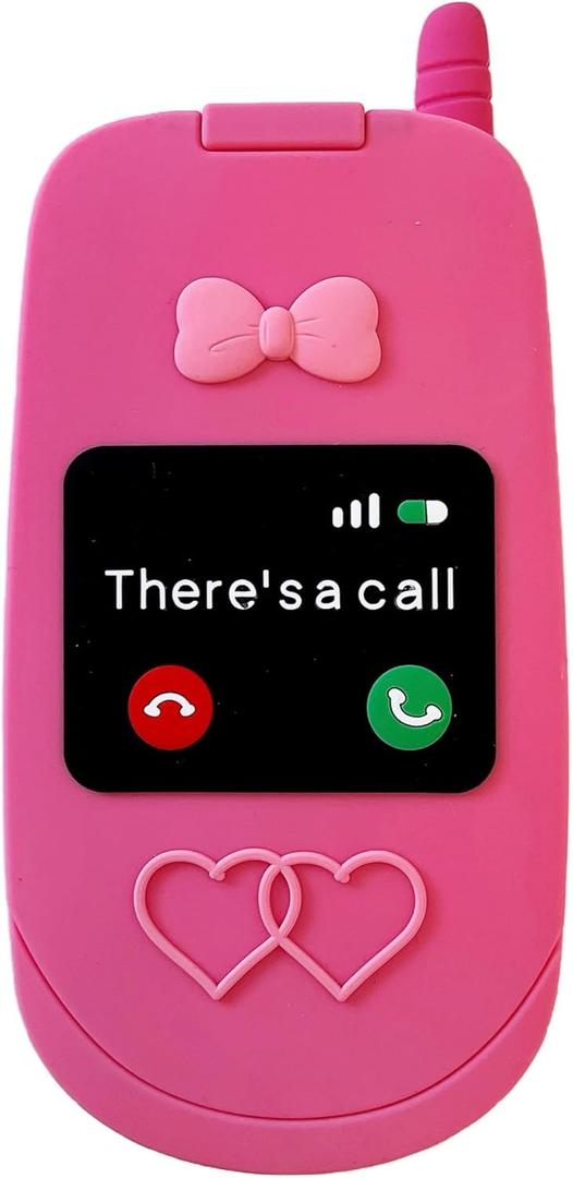 3D Retro Flip Phone Case,Cartoon Cute Kawaii Character Funny Retro Phone Mirror Kids Teens Girls Women Shockproof Soft Silicone Case for iPhone 13/iPhone 14/iPhone 15 6.1 inch