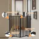 Full Metal Freestanding Dog Gates, 32" Height Pet Gates for Indoor & Outdoor, Extra Wide Foldable Dog Fences for Stairs, Hallways, Doorways, Yard (2 Panels, 40" W 32" H)