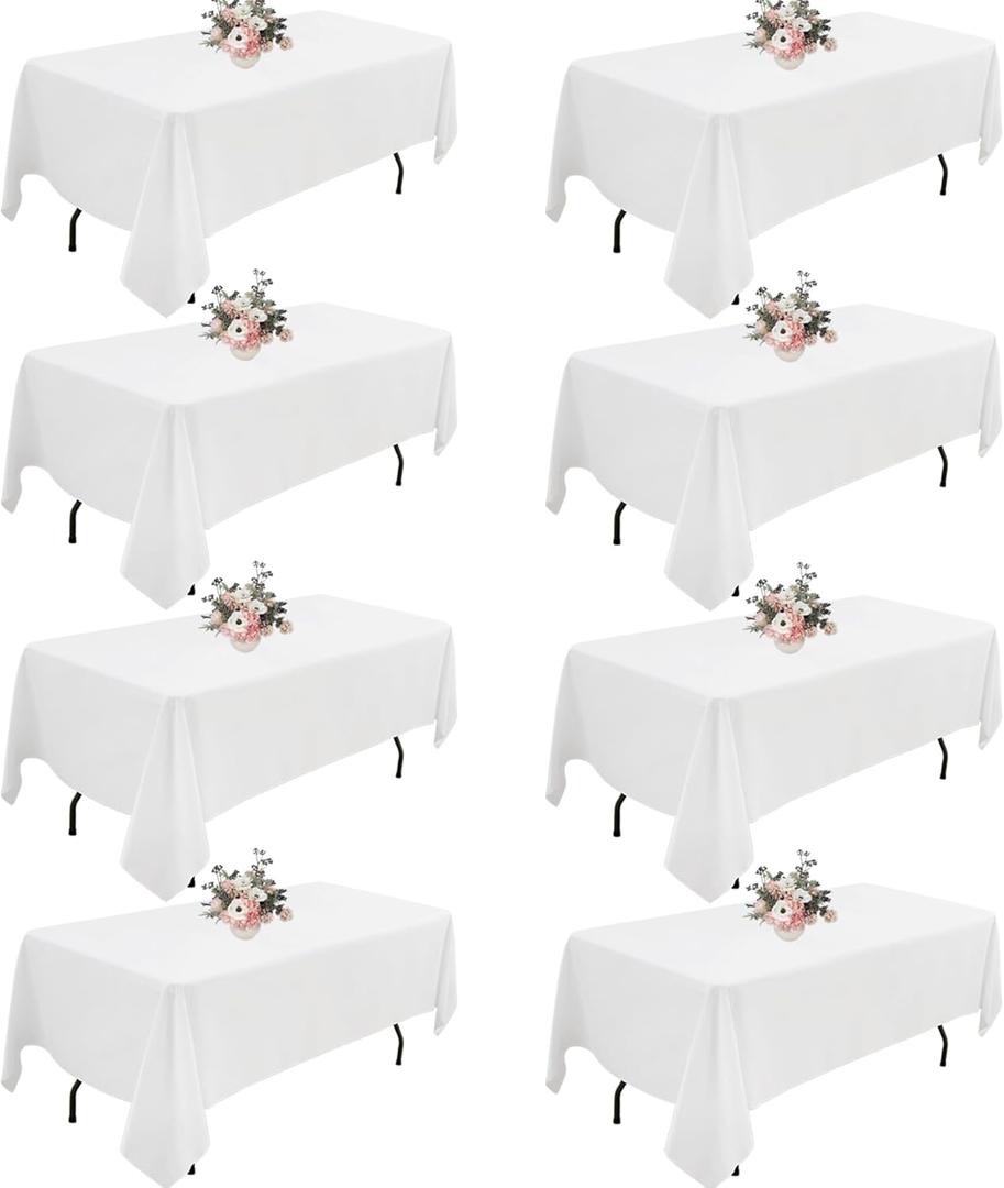 8Pack White Table Cloth Rectangle Tablecloth 60 x102 Inch, Polyester Table Cloths for 6Foot Rectangle Tables Wrinkle Resistant Washable Fabric Polyester Clothes for Christmas Wedding, Banquet, Party 8Pack White Table Cloth Rectangle Tablecloth 60 x102 Inch, Polyester Table Cloths for 6Foot Rectangle Tables Wrinkle Resistant Washable Fabric Polyester Clothes for Christmas Wedding, Banquet, Party