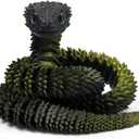 30 Inch 3D Printed Snake - Movable Articulated Snake, Perfect 3D Printed Animals for Educational Toys! Must-Have Toys for Kids and Collectors, Home Office Executive Desk Decor (Black Gold)