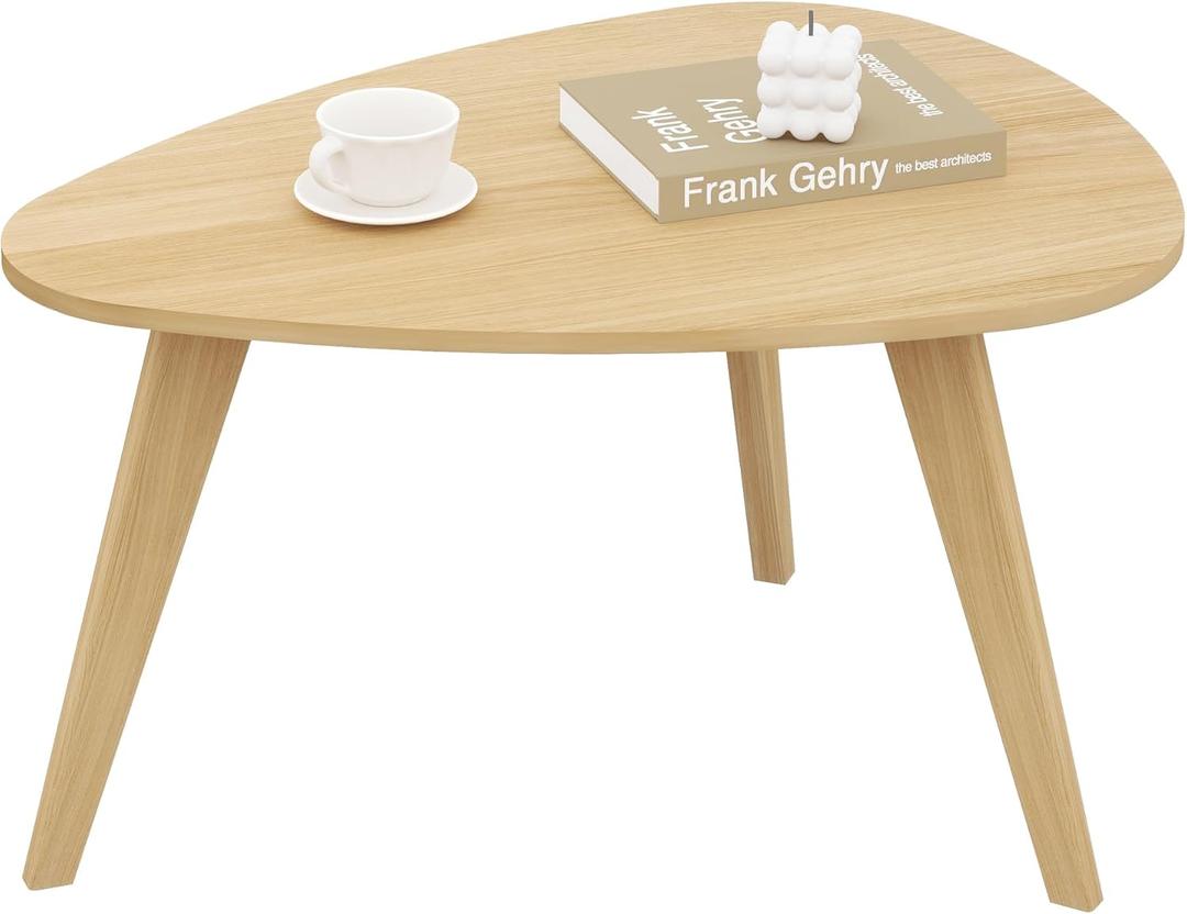 Triangle Coffee Table,31.5" Natural Leaf-Shaped Center Table,Boho Minimalist Display Coffee Table for Living Room Small Space,Easy Assembly,Natural LCT50Y
