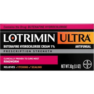 Lotrimin Ultra Ringworm Cream, Butenafine Hydrochloride 1%, Effective Antifungal Cream Treatment of Most Ringworm, 1.1 Ounce (30 Grams)