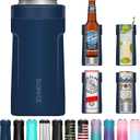 3 In 1 Insulated Universal Can Cooler - Signice Double Walled Vacuum Insulator Stainless Steel Slim Can Cooler for 12 Oz Skinny Tall Standard Regular Can Beer Bottle (Navy Blue)