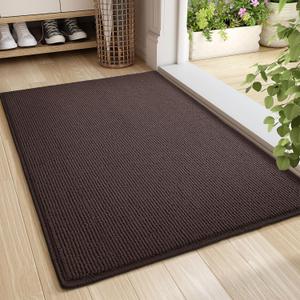 Color&Geometry Front Door Mat Indoor Entrance, 19.5"x35.5" Standard-Sized Inside Doormat for Entryway Non Slip, Dirt Trapper Absorbent Entry Rug Washable, Brown (Rolled-up NO Creases)