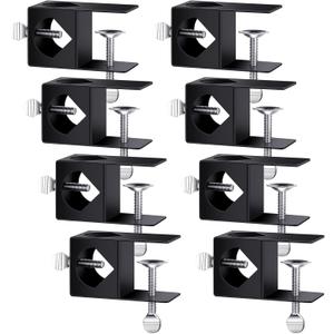 Dunzy 8 Pack Metal Black Deck Clamp for Torches, Porch Rail Clamp, Universal Pole Mount Bracket, Deck Pole Holder for Solar Panel, Outdoor Torch Mount Holder for Railings Posts, Rail Accessory