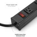 CCCEI Long Heavy Duty Metal Power Strip, 16 Outlet Large Industrial Multi Wide Strip for Garage Workshop, Extension Cord with Multiple Outlets, 15A, 125V, 1875W. 6 FT, Black.