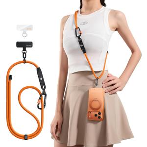 TORRAS Phone Lanyard with Hanging Loops, Adjustable Anti Theft Phone Strap Crossbody for iPhone 17 Pro,Skin-Friendly,2 Tabs, Universal Cell Phone Neck Lanyard for Daily & Outdoor Activities, Orange