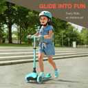 Teal Mini 3 Wheel Scooter for Kids Lean-to-Steer Kick with LED Light-Up Wheels, Adjustable Handlebar, Wide Anti-Slip Deck, Smooth PU Wheels, Rear Foot Brake Suitable for Ages 2+