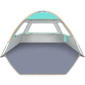 Gorich Beach Tent Sun Shelter for 3/4-5/6-7/8-10 Person with UPF 50 UV Protection, Lightweight & Easy Setup Beach Shade Canopy, Portable Beach Shade Tent Beach Cabana (Turquoise)