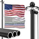 20 FT Heavy Duty Flag Pole 130MPH Wind Test 10 Gauge with Solar Light