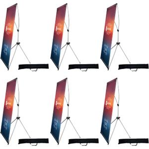 USCNC X Banner Stand Adjustable Fit Banner 23 x 63 to 32 x 78 Inch(STAND ONLY), Portable Travel Bag,Suitable for advertising, stores, exhibitions, restaurants, events, birthday parties, and other occasions (6 Pack)