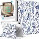 Kidcube for Samsung Galaxy Tab A9 Plus Case 11 Inch for Women Girls Cute Folio Cover with Pencil Holder Floral Flower Pretty Girly Design Rotating Stand for Tab A9+ Plus Tablet Case SM-X210/X216/X218