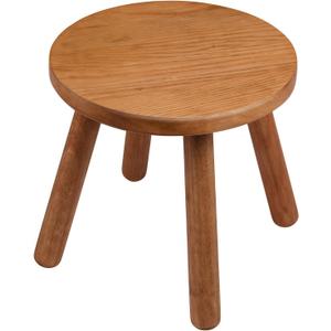 Round Solid Wooden Step Stool,Plant Stool Indoor,11.8 Height, Plant Stand for Kitchen, Bedroom, Bathroom, Livingroom (Walnut, 11.8inch)