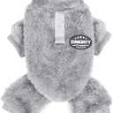 Fleece Dog Sweater Fall Dog Sweater for Small Dogs Thermal Soft Puppy Pajamas Stretchy Jumpsuit Doggie Pet Clothes for Chihuahua Teacup (Grey, XX-Small)