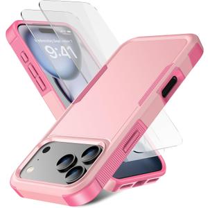 for iPhone 17 Pro Max Case [Shockproof] [Dropproof] [Heavy Duty Protection] [Pocket-Friendly] Slim & Tough Non-Slip Protective Phone Cover for iPhone 17 promax 6.9inch, Pink