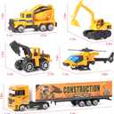 Jenilily Construction Toys Truck Die-cast Vehicle Transporter Car Set Excavator Dump Truck Digger Backhoe for Boys Kids 3 4 5 Years Old