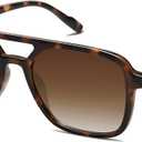 SOJOS Retro Aviator Sunglasses for Women Men, Trendy Rectangle Women's Men's Shades Sun Glasses SJ2202 (Brown Tortoise Frame/Brown Grading Lens)