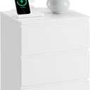 VASAGLE Nightstand with Charging Station, 2 AC Outlets and 2 USB Ports, Bedside Table, Side Table with 3 Drawers, Modern Style, 13.8 x 15.7 x 23.2 Inches, Cloud White ULET631W16