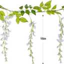 Lvydec Wisteria Artificial Flowers Garland, 4Pcs Total 28.8ft White Artificial Wisteria Vine Silk Hanging Flower for Home Garden Outdoor Ceremony Wedding Arch Floral Decor