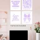 2 x FGFK Coquette Bow Floral Christian Wall Art Prints Set of 4, Lamentations 3:23 Psalm 16:11 Ps.27:1 Bible Verses Posters Pictures Wall Decor for Girls Room Home Dorm Apartment, 8x10 Unframed - Purple