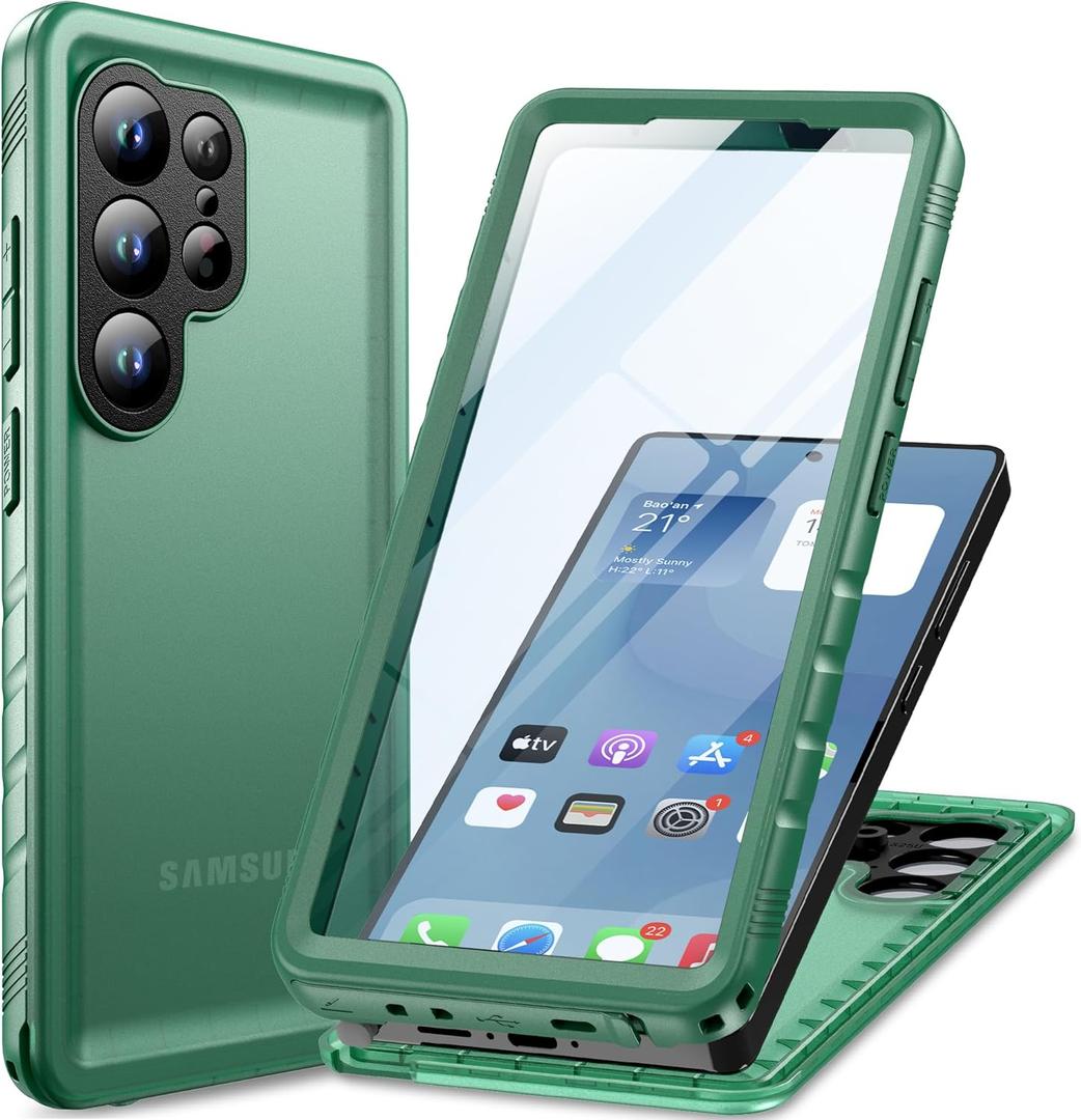 Cozycase for Samsung Galaxy S25 Ultra Waterproof Case - 360 Heavy Duty Full Body Protection/Shockproof/Dustproof/Double/Front and Back/IP68/S 25 Ultra Protective Case with Screen/Camera Protector Slim (Green)