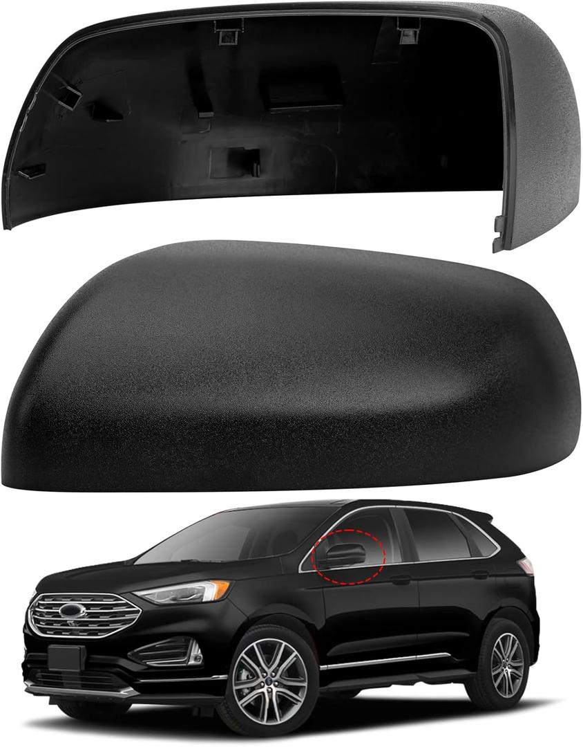 Driver Side Mirror Cover Replacement for Ford Edge 2015 2016 2017 2018 2019 2020 - Left Side Mirror Covers, Rear View Mirror Cap Accessories Without Lamp, Textured