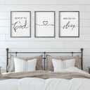 Set of 3 Framed Farmhouse Give it to God and Go to Sleep Signs 11x14 Above Bed Wall Decors for Bedroom Wood Signs (11x14 inches, Gray)