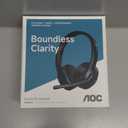 AOC Wireless Headset with Mic for Work, Bluetooth 5.4 Headphones with Noise Canceling Microphone, USB C, 30H, Clear Calls & Mic Mute for PC, Laptop, Cell Phones, Zoom - Black