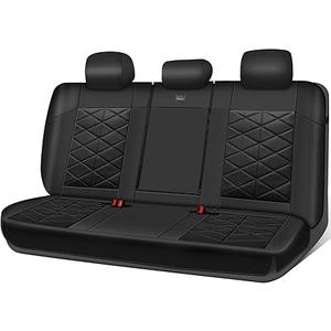 CAR PASS Back Car Seat Covers, Water Resistant Nappa Leather Rear Bench Seat Cover Universal Fit for Cars, SUVs, Vans, Trucks, Automotive Backseat (Rear, Black)
