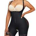 Nebility Fajas Colombianas Bodysuit Shapewear for Women Tummy Control Body Shaper Postpartum Butt Lifter with Zipper(Black, XX-Large)