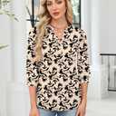 Rapbin 3/4 Length Sleeve Womens Tops Business Casual Blouses Button Down V Neck Tunic Shirts Solid Loose Fit Soft Work Outfits (Coral Pink, XXL)