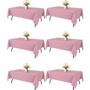 Pink Fabric Rectangle Table Cloth - 6 Pack, 60"  84" Washable Tablecloth for 5FT Tables, Wrinkle-Resistant & Heat-Proof Table Cover for Weddings, Dinners & Parties Pink Fabric Rectangle Table Cloth - 6 Pack, 60"  84" Washable Tablecloth for 5FT Tables, Wrinkle-Resistant & Heat-Proof Table Cover for Weddings, Dinners & Parties
